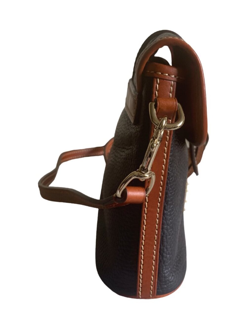 DOONEY & BOURKE Navy Blue & Brown Holly Pebble Grain Leather Crossbody Bag - Picture 3 of 8